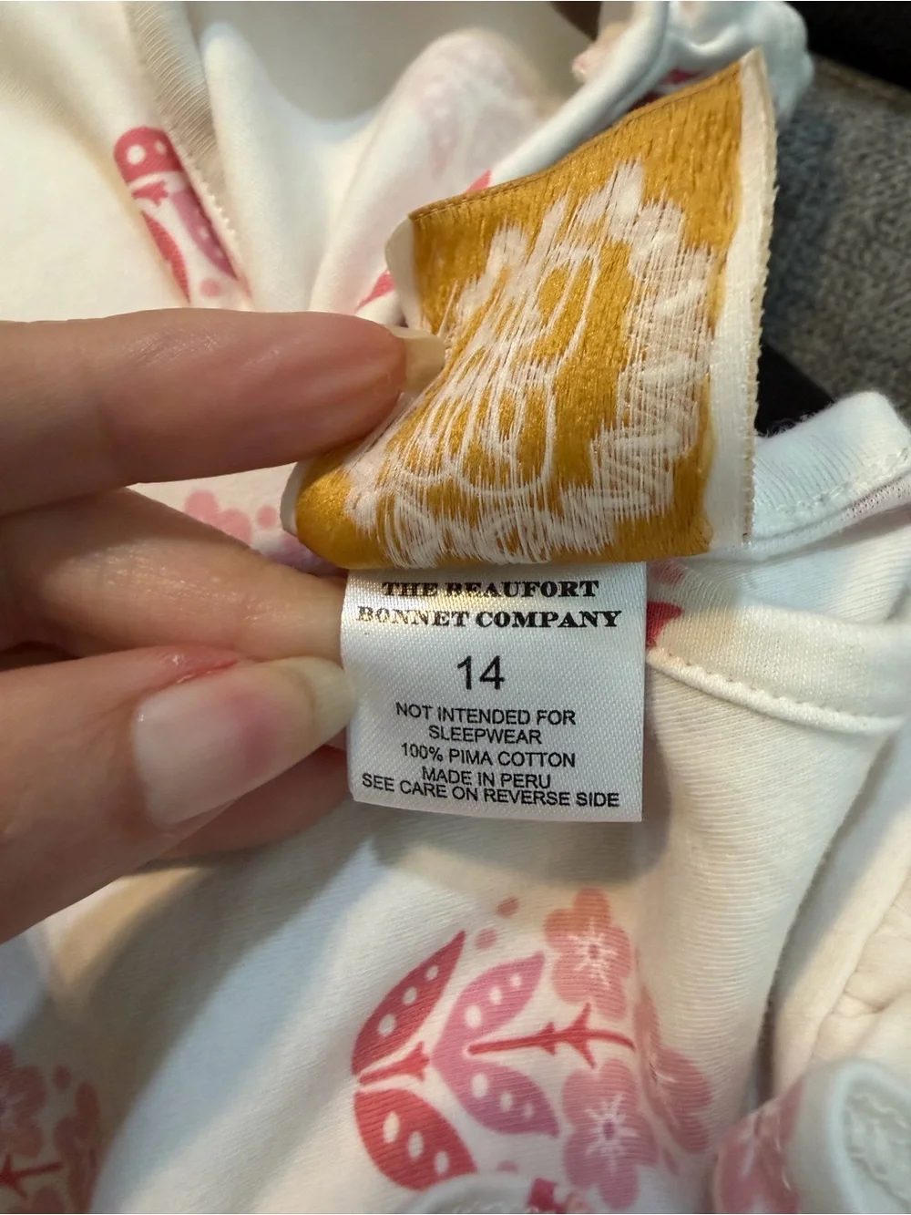 The Beaufort Bonnet Company Polly White Dress with Pink Floral Print size 14